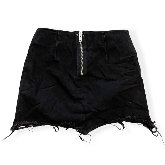 Denim x Alexander Wang Zip Jean Mini Skirt Frayed Destroyed Raw Hem Black Sz 25 - Picture 3 of 10